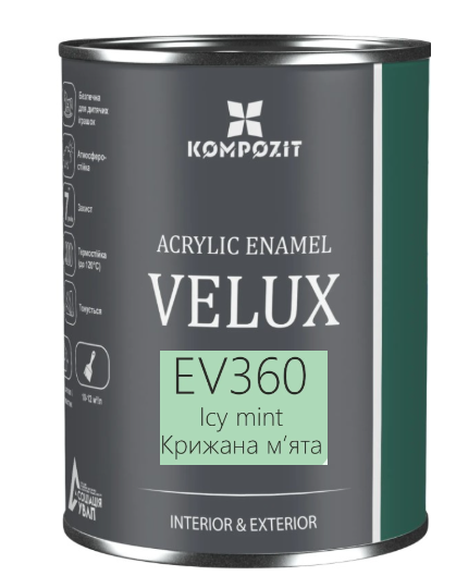 Емаль акрилова Kompozit VELUX Крижана м’ята EV 360 шовковистий мат 0,75 л